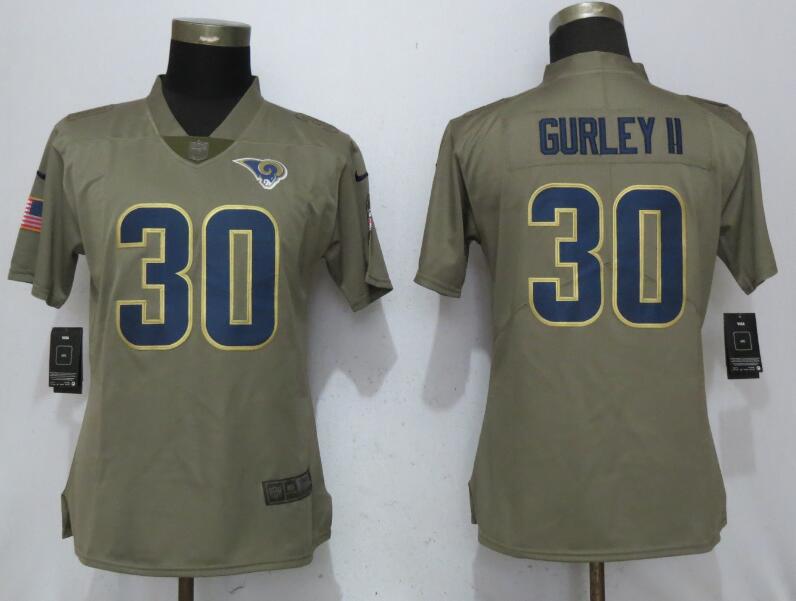 Women Los Angeles Rams #30 Gurley Nike Olive Salute To Service Limited NFL Jerseys->women nfl jersey->Women Jersey